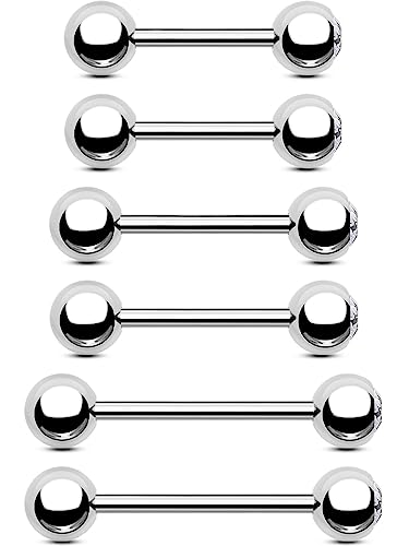 OUFER Body Piercing 12/14/18mm Nipple Bar 316L Stainless Steel Tongue Piercing Barbell Externally Threaded Nipple Jewellery Tong