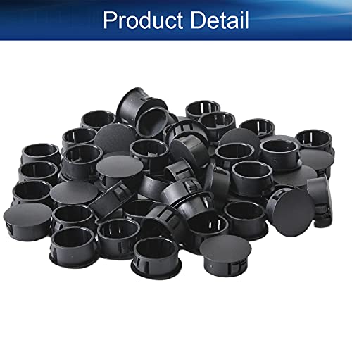 Image of Heyiarbeit 100pcs Hole Plugs 7 /8 inch / 22mm Nylon Plastic Round Snap in Type Locking Hole Tube Furniture Fencing Post Pipe Insert End Caps Black Tone