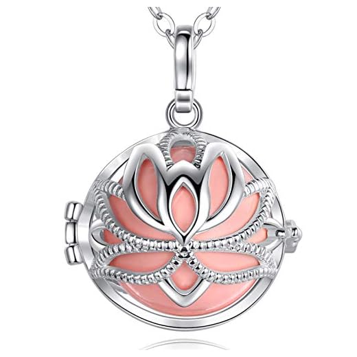 Eudora Harmony Pendentif sphérique Motif Yoga, Lotus, Carillon de Grossesse avec chaîne de 76,2 cm