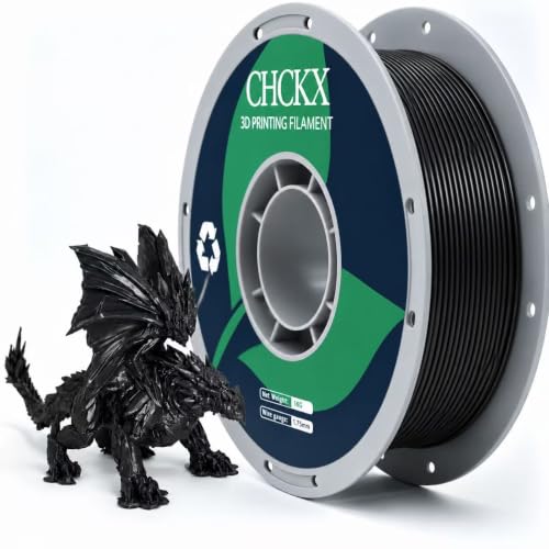 CHCKX PETG 3D Printer Filament, Dimensional Accuracy +/- 0.03 mm, 1 kg Spool(2.2 lbs), 1.75 mm Adjustment, Black