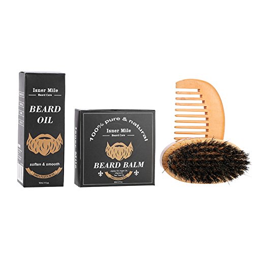 Conjunto de 4 peças/conjunto para cuidados com a barba 60 g bálsamo hidratante para barba + óleo de