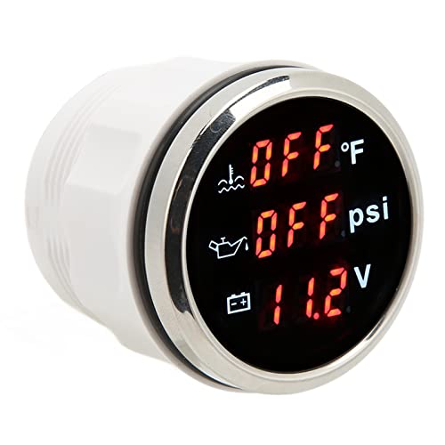 Fockety Digital Water Temp Gauge, DC 9 to 32V 52mm 3 in 1 Car Digital Meter with Voltage, Oil Pressure and Water Temperature Display, Oil Volt Water Gauge for Boats, Cars, Motorcycles