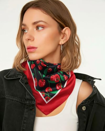 AWAYTR 27.5" Satin Head Scarf for Women's Hair Scarf Reversible Silk Bandanas for Sleeping Head Wrap Neck Cover4