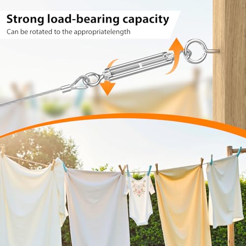 50m Garden Wire for Climbing Plants, 2mm Heavy Duty 304 Stainless Steel Cable Rope Kit, Multi-Purpose, Catenary Wire Kit with M5 Vine Eyes, for Trellis, Outdoor String Light Hanging - Image 5