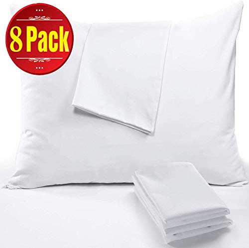 Niagara Sleep Solution 8 Pack Pillow Protectors Cases Covers Standard 20x26 Zippered Set