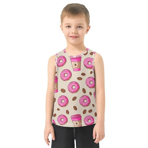 J JOYSAY Donut Coffee Bean Beige Boys Tank Top Sleeveless Muscle Shirts Quick Dry Kids T-Shirts 3-15T2
