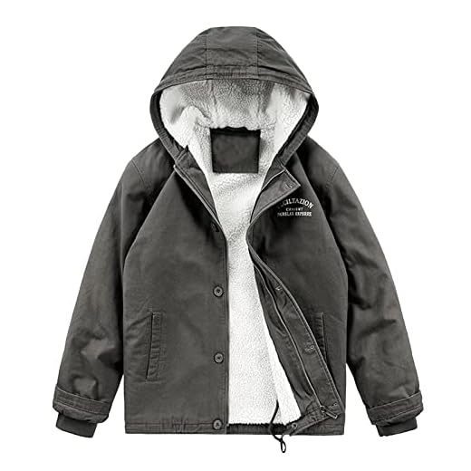 Men's Winter Sherpa Fleece Lined Cargo Jacket Thick Warm Full Zip Hooded Coat with Faux Fur Collar Army Green