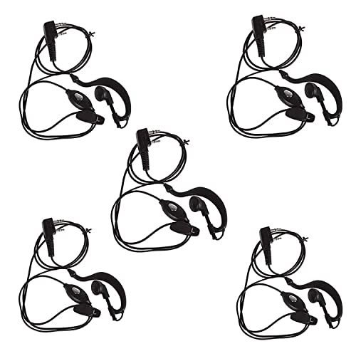 Image of RENMAX PTTEP-05 Wired Over-Ear PTT Earpiece with Mic - 5-Pack - K-Type 2-Pin Connector (2.5mm & 3.5mm) for VU-5R, BF-88S & Compatible Radios (Black)