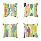 Funda Cojín 50X50CM Juego de 4, Color Cojine Exterior Impermeable Minato Cuadrado Decoracion Blando Funda de Almohada con Cremallera Oculta para Exterior Balcón Jardin Decorativos, Regalo 0-X2249