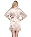 expressbuynow Women's Satin Kimono Robe Short Bridemaids Robe with Lace Trim