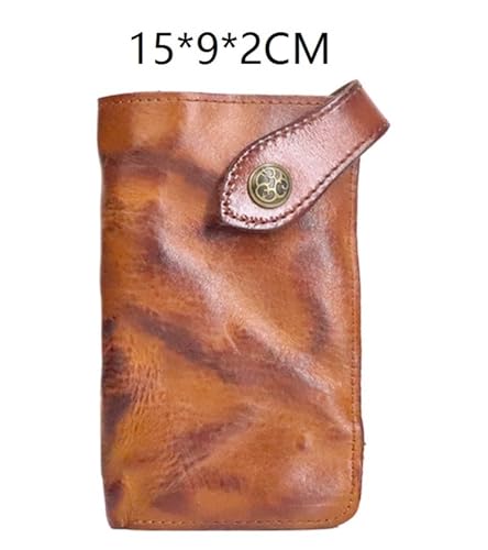 Vintage Wallet Long Wallet Handmade Wrinkled Vegetable Tanned Leather Wallet Card Holder Wallet(Brown)2