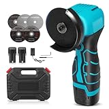 16.8V Mini Cordless Angle Grinder, Mini Grinder Tool with 2x2000mAh Batteries, 19800 RPM, 5 Cutting Discs, 3 in/76mm Side Disc, Grinding Machine for Cutting Polishing and Grinding