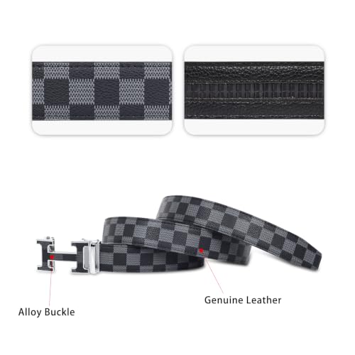 Image of Aurolran Men&Womens Leather Dress Belt Business Automatic Buckle Belt Color-Black Silver Gold