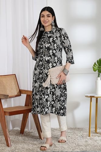Image of MIRCHI FASHION Pure Cotton Kurti for Women | A-Line Kantha Work Printed Kurta for Woman | Ethnic Wear for Office & Daily Use (Single Piece)