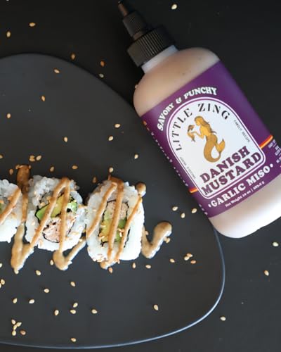 Image of Little Zing Danish Mustard Variety Pack, Original + Garlic Miso + Chipotle Lime, 3 x 10 oz Squeeze Bottles, Drizzle-Ready Gourmet Sauces, No Preservatives, Foodie Gift Set