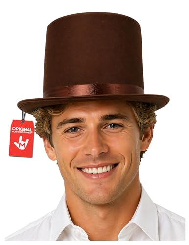 Nicky Bigs Novelties Black Top Hats For Men Magician Hat Victorian Hat Steampunk TopHat Costume Hats For Adults- Brown