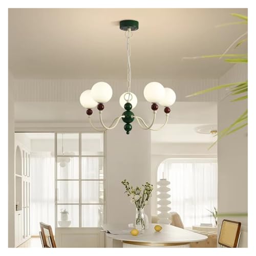 Lustre en verre moderne crème réglable pour salon et chambre