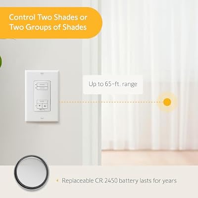 Somfy DecoFlex Wirefree RTS Wall Switch - 2 Channel - Pure White Tone - Control RTS Shades, Blinds, Curtains - Battery Pre-Installed, Button Labels, Mount Included - #1811068