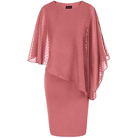 Vestido de Invitada de Boda Mujer Tallas Grandes Fucsia + Lunares Cover