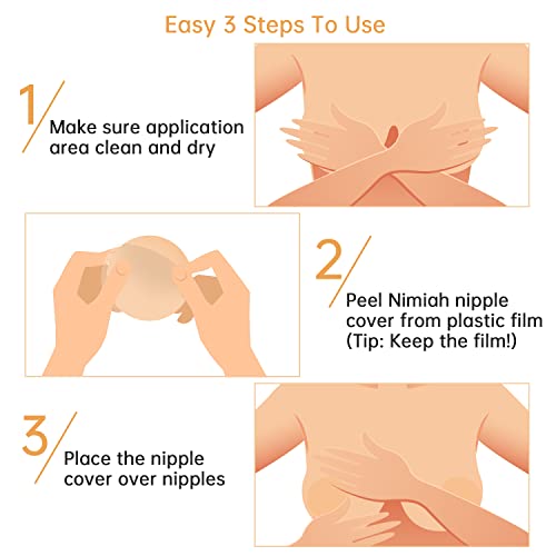 Image of Nimiah Nipple Covers Silicone Pasties for Women - 2 Pairs Reusable & Invisible Breast Petals Adhesive Waterproof Bra Nipplecovers for Strapless Slip Dresses, T-Shirts, Backless Tops Creme