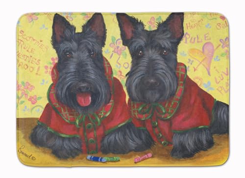 Caroline's Treasures PPP3271RUG Scottish Terrier Scotties Rule Machine Washable Memory Foam Mat, Bathroom Rug, Non-Slip Bath Mat, Durable Thick Washable Rugs for Kitchen, Bathroom Quick Dry,
