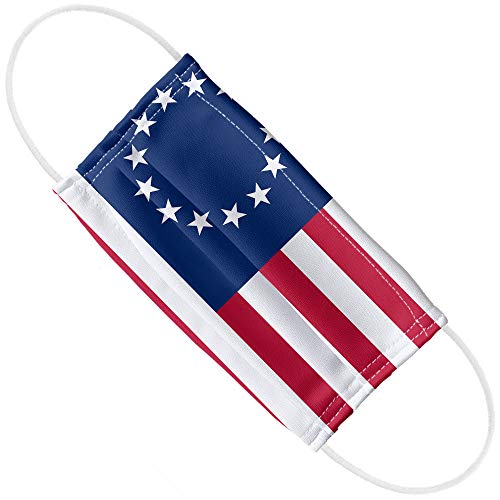 Popfunk Betsy Ross 1776 American Flag 1-Ply Reusable Face Mask Covering with Adjustable Nose Wire, Unisex