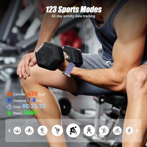 Image of Smart Watch, 2.01 inch HD Touchscreen Fitness Tracker with Bluetooth Calling, 120+ Sports Modes, 24 /7 Heart Rate Sleep Monitor, IP67 Waterproof Smartwatch Compatible with iOS Android (Purple)