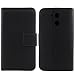 Produktbild Gukas Design Echt Leder Tasche Für Vernee M5 5.2" Hülle Lederhülle Handyhülle Handy Flip Brieftasche mit Kartenfächer Schutz Protektiv Genuine Premium Case Cover Etui Skin (Schwarz)