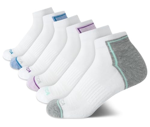 Image of Nautica Womens Quarter Socks Athletic Cushion Moisture Wicking Socks 6 Pack | Stretch Performance Dri-Motion Fabric, Cushioned with Arch Support, Breathable Mesh Panels, Quarter Cut, Shoe Size 4-10