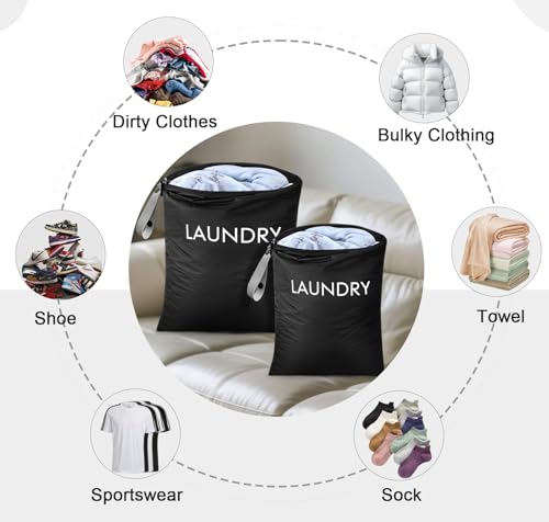 WGIDSKKI Wäschesack, 2 Stück Wasserdichte Reise Wäschebeutel mit Reißverschluss, 45 * 60cm 35 * 55cm Faltbarer Schmutzwäschebeutel, Startseite Reisen Urlaub, Wäsche Aufbewahrungstasche
