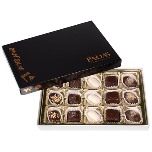 Purim Shalach Manot Gift Box - Kosher Parve Assorted Chocolates - Featuring Caramel Bonbons, Halva Squares, White Mocko Truffles, Nutty Pretzels and Caramel Chew Nuts -Mishloach Manot Gift Boxes