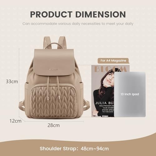 LOVEVOOK Rucksack Damen Klein, Elegant Cityrucksack Anti Diebstahl Tagesrucksack Schulrucksack Wasserdicht, Mini Casual Daypack Womens Backpack Modern für Schule Arbeit Reisen Wandern, Khaki – Bild 4