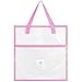 Cosblank 16.1x16.1inch Sew Project Bag Jumbo Needlepoint Project Bag for Sewing Quilting Craft Organizer Storage Portable Vinyl Mesh Zipper Pouch with Handle for Quilter Crafter Art Stitching(Pink)