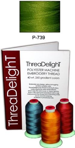 1 Cone of ThreaDeligh Polyester Embroidery Thread - Avocado Green Medium P739-1100 Yards - 40wt