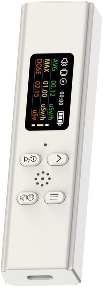 High-Precision Nuclear Radiation Detector for Geiger Counter | Beta/Gamma/X-Ray Detection, 0.08–9999 µSv Range, ABS Body, 0.96" TFT Display, 400mAh Battery, 13–24h Runtime, Type-C Charging(white)