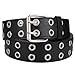 Double Grommet PU Leather Belt for Women Men Punk Rock Metal Jeans Belts 1 1/2 inch by SANSTHS, Black S