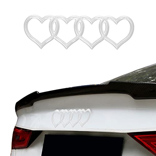 3D Badge Decal Sticker, Love Heart Logo Rear Trunk Emblem, Car Replacement 3D Sticker, Car Exterior Emblems Badge 3D Sticker Decal Fit For Audi A3 A4 A5 A6 A8 Tt R8 Q3 Q5 Q7 (Silver) #TOP20