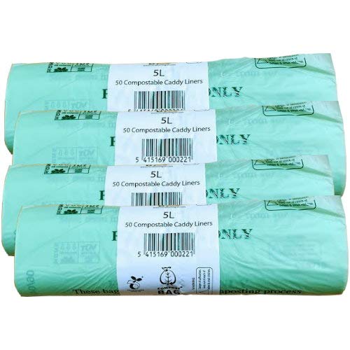 5 Litre x 200 CompostBag Compostable Biodegradable Kitchen Food Waste Caddy Bin Liner Bags (5L) - Certified EN13432