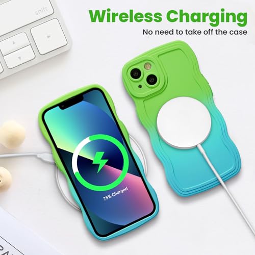 Coque iPhone 15 néon dégradé vert bleu antichoc - 3
