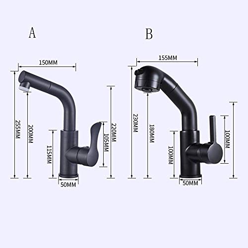 Robinet de lavabo extractible noir avec mitigeur eau chaude et froide
