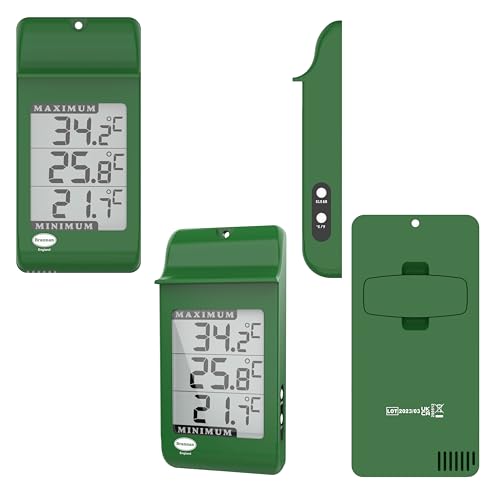 Brannan Digitales Max Min Gewächshausthermometer – Zur Erfassung der Höchst- und Mindesttemperaturen für den Einsatz im Gartengewächshaus oder zu Hause im Gewächshaus im Freien