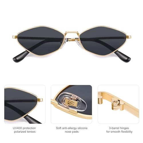 Image of SOJOS Retro Polarized Sunglasses Womens Mens Vintage Narrow Irregular Shades UV400 SJ1233