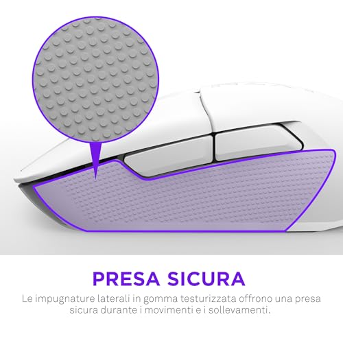 Lift Elite Wireless Gaming Mouse – Ultra leggero 57 g – 4K/8K Polling Rates, Switch ottici, Sensore ottico 26K DPI – Lunga durata della batteria – Grip laterali in gomma – Bianco - Mouse gaming - Immagine 7