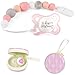 Silicone Pacifier Clip by Dodo Babies Pack of 2 + Pacifier Case, Premium Teething Bead for Girls Modern Designs Universal Holder Leash for Pacifiers, Teething Toy or Soothie, Baby Shower Gift Set