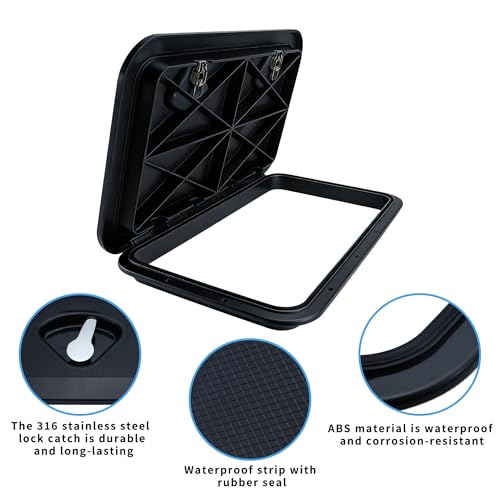 Pvrud Marine Boat Hatch Deck Cover 23.86"*13.9" White/Black Rectangle Boat Hatch & Lid with 316 Stainless Steel Handle for Bass Fishing Yacht Waterproof Sailboat by Pvrud - Used condition - Image 2