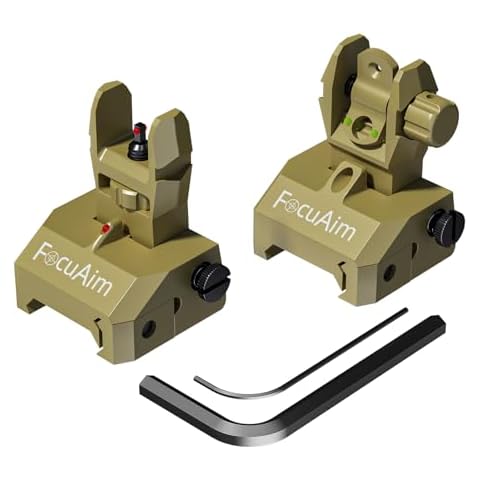 R3 Iron Sights, Durable Flip Up Fiber Optic Iron Sights with Red Green Dots, Tool-Free Adjustment Front and Rear Backup Iron Sight, Sand Cover