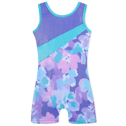 Image of HOZIY Leotards for Girls Gymnastics Kids Children Biketard Snowflake Ribbon Blue Purple Hot Pink Sparkle