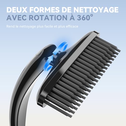 Image of Cleangor Rotatebrush - Rotating Crevice Cleaning Brushes, Home Essentials, Cleaner Scrub Brush Tool, Cleaning Supplies for Shower, Bathroom, Kitchen, Toilet, Window (2, White&Black)