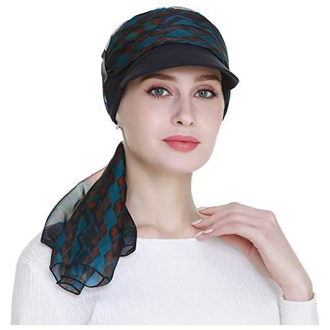 FocusCare Bamboo Slouchy Newsboy Hat Caps for Women with Chemo Breast Cancer Hair Loss Navy Cover