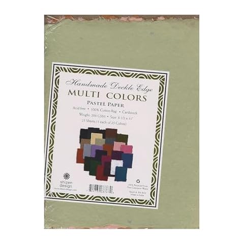 Shizen Design Handmade Pastel Paper, 8-1/2 x 11 Inches, Assorted Colors, 25 Sheets Cover